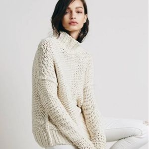 Free people Chunky cotton knit sweater